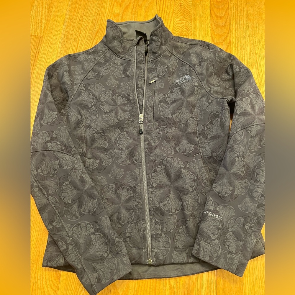 The North Face Jacket Women's S Gray Full Zip Floral Print TNF Apex Lined